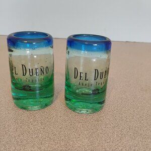 Del Dueno Anejo Tequila Hand Blown Shot Glasses, set of 2